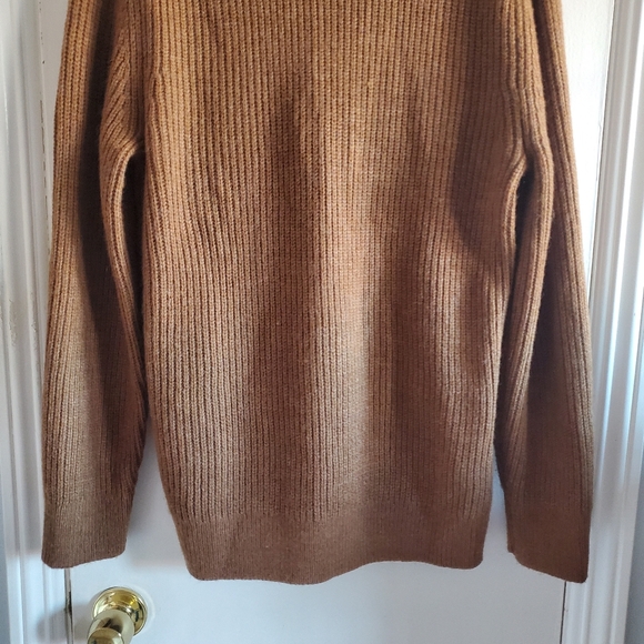 Gap Chunky Knit Mock Neck Sweater Wool Alpaca Blend Camel Brown Size M Cozy - Picture 7 of 13